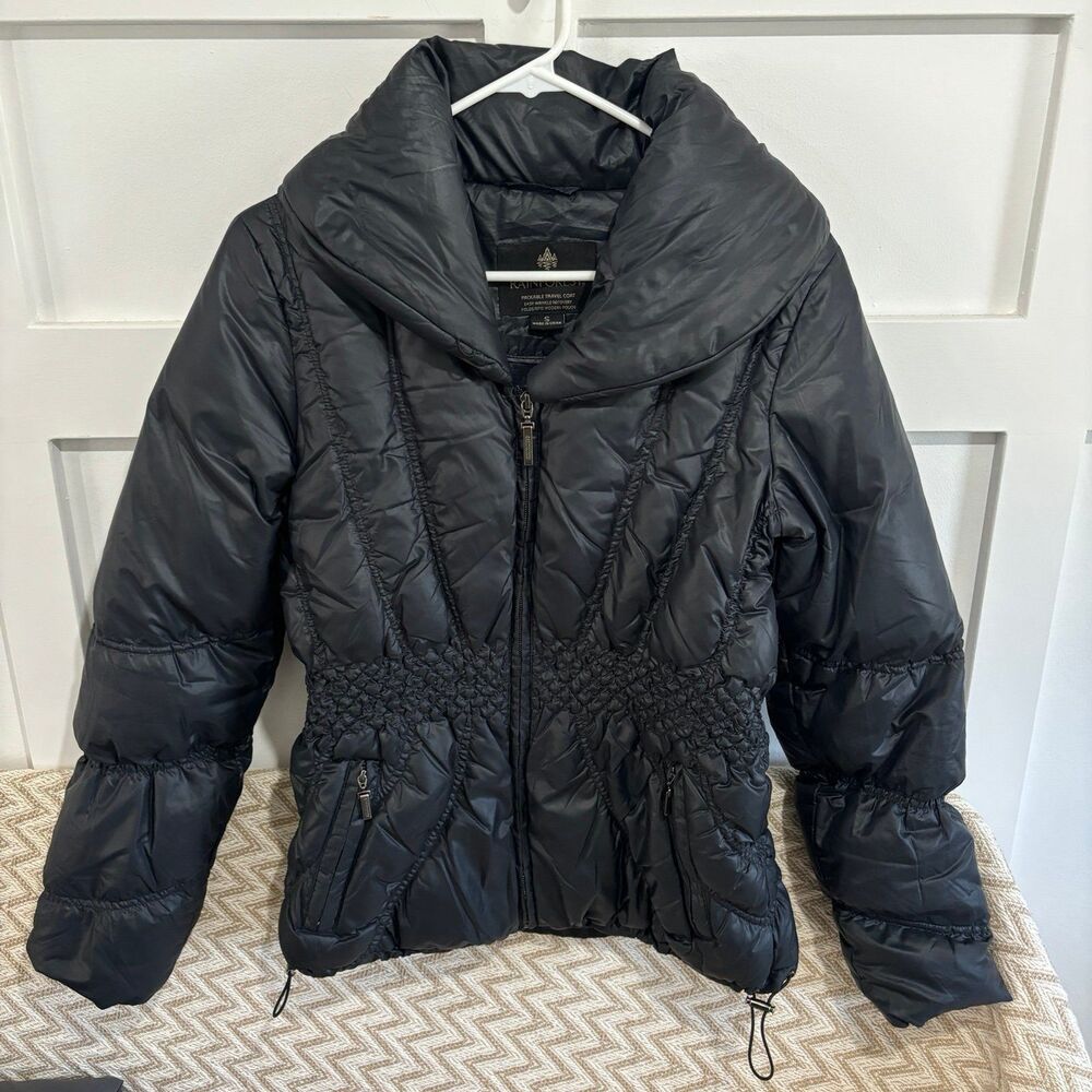 Rainforest Women's Goose Down Packable Puffer Travel Coat Jacket Black Small